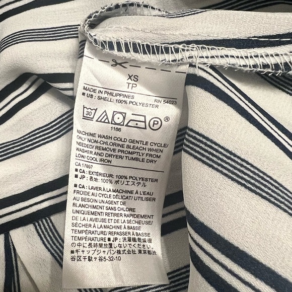 Banana Republic White & Navy Striped Sleeveless Button Down Shirt XS - Picture 7 of 8